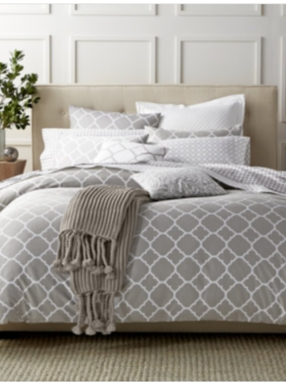 Charter Club Damask Designs Geometric Dove 3-Pc. Comforter Set, King, Dove